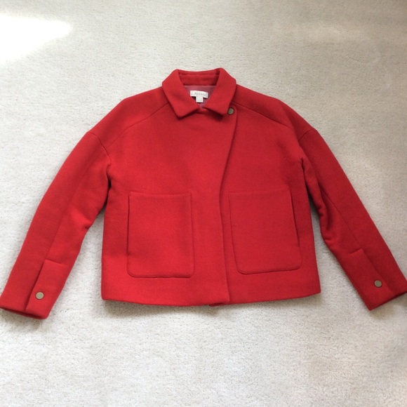 Stylish red wool, angora short winter jacket - Picture 2 of 8